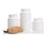 Faceted Classic White 11 x 5 Glossy Ceramic Storage Canisters Set of 3