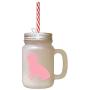 Soft Pink Alpine Dachsbracke Silhouette Frosted Glass Mason Jar With Straw