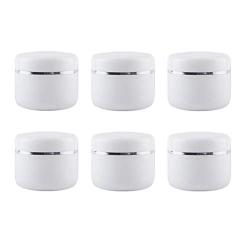 6PCS White Plastic Creams Jar with Inner Liners and Lid Empty Refillable Cosmetic Face Lotions Ointments Bottles Containers Lip Balm Storage Scrub Lotions Dispenser Jars Pots(50ML/1.69OZ)