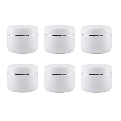 6 PCS 50ML 1.7OZ Weiße PP-Gesichtspflege-Creme-Flaschen mit Liner Dome-Deckel Leere Refillbare Dichtungssichere Kosmetikbehälter Körpercreme-Töpfe Boxen Lotion-Dispenser Behälter Balsam-Lagerbehälter