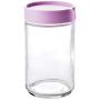 HOMELUNY Set of 4 Glass Storage Jars Airtight Jars Cereal Keeping Fresh Jars Storage Container for Candy, Cookie, Rice, Sugar,Flour,Snacks Keeping Food Dry & Fresh Light purple 600ML