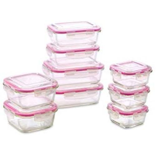WonderVeg Glass Food Storage Containers - 18 Piece - BPA Free - Dishwasher Safe - Oven Safe - Airtight Seal - Reusable Food Container Set - Use for Home, Kitchen and Restaurant