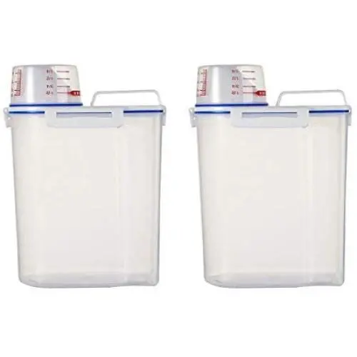 Boîte de Rangement en Plastique 2pcs pour Céréales/Riz avec Tasse Mesurante (Capacité de 1,5L x 2)