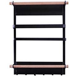 Kitchen Rack - Small Magnetic Fridge Organizer - 9.6x2.8x13.4 INCH - 2 Wood Paper Towel Holder, Rustproof Spice Jars Rack, Space Saving Refrigerator Shelf Storage with 6 Hooks - 2019 New Design