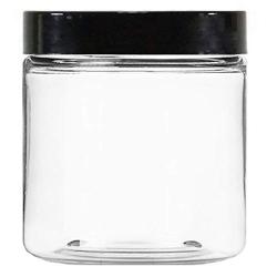 Clear 8 oz Plastic Jars with Black Lids (6 pk) with Balm Jar - PET Round Refillable Containers