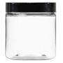 Clear 8 oz Plastic Jars with Black Lids (6 pk) with Balm Jar - PET Round Refillable Containers