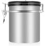 Airtight Coffee Container Storage Canister,Stainless Steel Coffee Beans Ground for Fresher Container Built-in One Way Valve (Silver, 16oz)