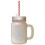 Light Blue Alphabet X, X Ray, Xylophone Xoxo Frosted Glass Mason Jar With Straw
