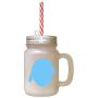 Light Blue Greek Harehound Silhouette Frosted Glass Mason Jar With Straw