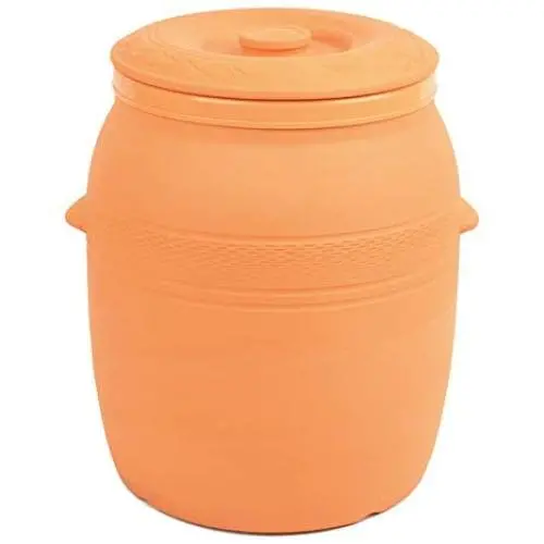 Hyangnam Yoeop Atmungsaktiv Ocker Reisbehälter mit Silikon-Schutzdeckel, 15 kg (33 lbs), Umweltfreundliches Material, Far-Infrarot-Emission (Gelber Ocher)