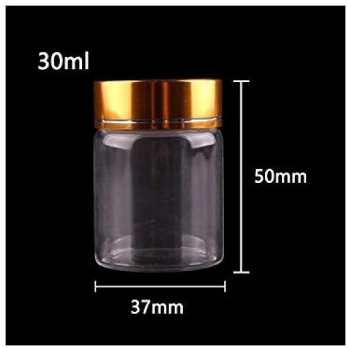 24x 37mm 30ml/40ml/50ml/60ml Transparent Glass Spice Bottles Jars Terrarium With Golden Aluminum Cap Lid Wedding Gift Craft,30ml