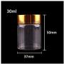 24x 37mm 30ml/40ml/50ml/60ml Transparent Glass Spice Bottles Jars Terrarium With Golden Aluminum Cap Lid Wedding Gift Craft,30ml