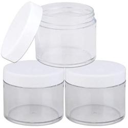 40 Gram Jars with Lids 60 Gram/ml 2 Oz Thick Acrylic Sample Container Jars Bpa Free Resistant to Breaking and Warping from Heat Perfect for Storing Makeup and More 3 Pcs (White)