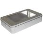 mikken # 42045 Number Storage Tins with Window, Canister, Jar, Metal, Silver, 20.8 x 13.1 x 4.5 cm