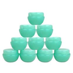 DERCLIVE Plastic Cosmetic Jar Travel Cosmetics Sample Container Cream Eyeshadow Storage Bottle 12Pcs 10ml / 10g-green