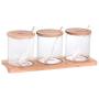 TNKML Creative Glass Seasoning Jar Salt Shaker Sugar Bowl Three-Piece Kitchen Tools Transparent Storage Jar Spice Container