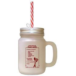 Maroon Golden Buttermilk Pancakes Kitchen Recipe Frosted Glass Mason Jar With Straw