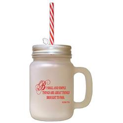 Red By Small Simple Things Great Things Brought Pass Frosted Glass Mason Jar With Straw