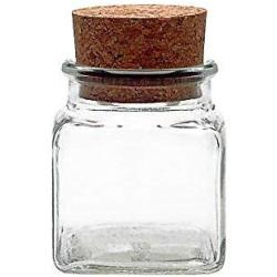 Viva Haushaltswaren 6 Glass Containers 150 ml with Cork Stoppers for Spices, Salt, Gifts, etc and Wooden Spice Scoop, Glass, 120 ml