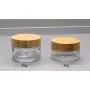 2PCS 50G/1.7OZ Refillable Glass Jars Empty Clear Cosmetic Containers with Bamboo Lids Makeup Face Cream Lotions Ointments Bottles Storage Portable Travel Bottle Packing Pot 2PCS 50G/1.7OZ Refillable Glass Jars Empty Clear Cosmetic Containers with Bamboo Lids Makeup Face Cream Lotions Ointments Bottles Storage Portable Travel Bottle Packing Pot