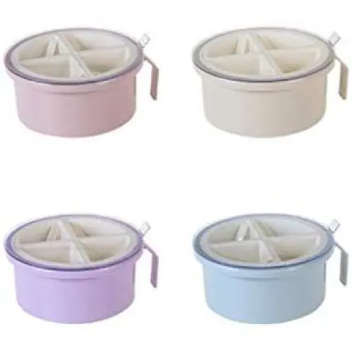 Mini Spice Jars 4 round covered kitchen seasoning boxes 4 serving bottles