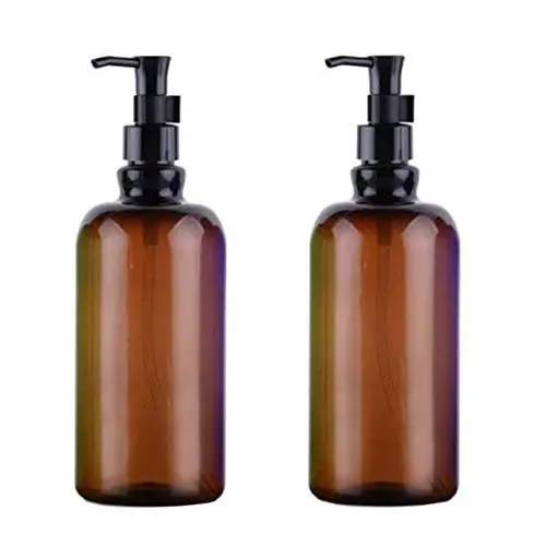 2 Stück 500 ml / 17 oz Große BPA-freie leere braune Kunststoffpumpflaschen mit weißen Pumpgläsern / Dosierbehältern für Duschgel, Körperlotion, Foundations, Badezimmer-Lotion, Seife, Kosmetik