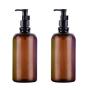 2PCS 500ML /17 oz Large BPA Free Empty Brown Plastic Pump Bottles With White Pumps Jars Dispenser Container For Shower Liquid Body Wash Foundations Bathroom Lotion Soap Cream Cosmetic