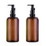 2 Stück 500 ml / 17 oz Große BPA-freie leere braune Kunststoffpumpflaschen mit weißen Pumpgläsern / Dosierbehältern für Duschgel, Körperlotion, Foundations, Badezimmer-Lotion, Seife, Kosmetik