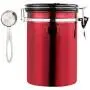 Hamkaw Coffee Canister Airtight, Stainless Steel Coffee Canister with Scoop and Date Tracker for Fresher Beans and Grounds Storage, CO2-Release Valve Seal Ring Coffee Container, Large-Red Hamkaw Coffee Canister Airtight, Stainless Steel Coffee Canister with Scoop and Date Tracker for Fresher Beans and Grounds Storage, CO2-Release Valve Seal Ring Coffee Container, Large-Red