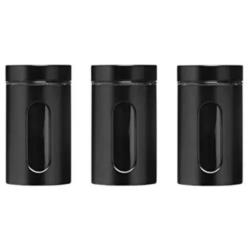 Premier Housewares Storage Canisters - Black, Set of 3 Premier Housewares Storage Canisters - Black, Set of 3