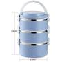 Thermale Lunch Box, Arderlive Stapelbare Isolierbehälter aus 18/8 Edelstahl mit Denim Lunch Bag, Tragbar & Dicht – 3-Blau