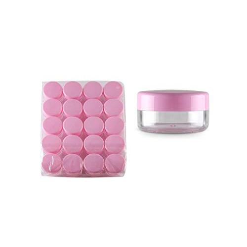 24 Pcs 20G/20ML Refillable Round Cosmetic Jars With Pink Screw Lid BPA Free Plastic Container Bottle Pot Holder Box For Women Girls Mineralized Makeup Nail Powdered Eyeshadow Cosmetic Samples Nails