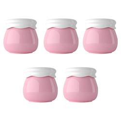 Minkissy 5pcs Plastic Jars with Lids Makeup Refillable Empty Containers for Cosmetics Lotion Cream Kitchen Travel (Pink)