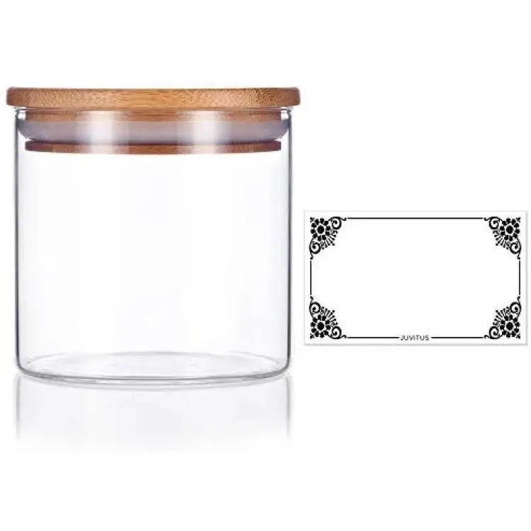 2 oz Glass Borosilicate Jar in Clear with Bamboo Silicone Sealed