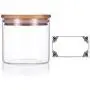 10 oz Premium Borosilicate Clear Glass Jars with Bamboo Silicone Sealed Lid (1 Pack) + Labels