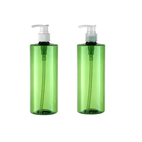 2 STÜCKE 500ML 17OZ Grüne Leere Kunststoff-Pumpflaschen mit Zufälliger Farb-Pumpenkopf für Duschgel, Shampoo, Lotion, Conditioner, Aufbewahrungsbehälter, Wiederbefüllbar, Tragbar für Reisen und Heimgebrauch