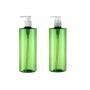 2PCS 500ML 17OZ Green Empty Plastic Pump Bottles with Random Color Pump Head Shower Gel Shampoo Lotion Conditioner Storage Holder Refillable Portable Container Jar for Travel Home Use