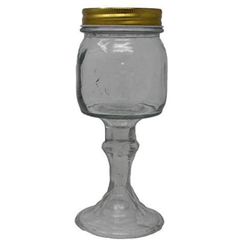 GC Home & Garden 6.5" Clear Small Jar with Gold Color Removable Lid - 9.5 oz