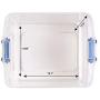 Homz Plastic Storage, Modular Stackable Storage Bins with Blue Latching Handles, 31 Quart, Clear, 4-Pack