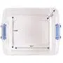 Homz Plastic Storage, Modular Stackable Storage Bins with Blue Latching Handles, 31 Quart, Clear, 4-Pack Homz Plastic Storage, Modular Stackable Storage Bins with Blue Latching Handles, 31 Quart, Clear, 4-Pack