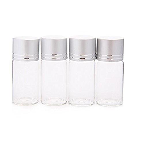 12pcs 10ml Clear Sampling Sample Glass Bottles Vials Jars Containers with Gold and Silver Cap for Cosmetics Travel Essential Oils Powders Creams Ointments Grease (Silver)