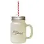 Brown The Essence Of Pleasure Is Spontaneity Frosted Glass Mason Jar With Straw