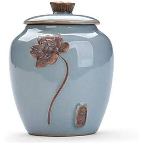 Ceramic Tea Caddy Retro Coarse Pottery Tea Cans Cork Tea Storage Chinese Kung Fu Tea Sets Sealed Jar Storage Containers,Green