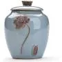 Ceramic Tea Caddy Retro Coarse Pottery Tea Cans Cork Tea Storage Chinese Kung Fu Tea Sets Sealed Jar Storage Containers,Green