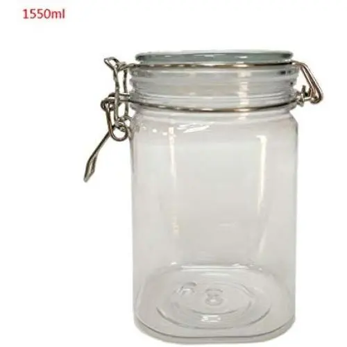 Plastik Rechteckbehälter mit Clipverschluss, 1550 ml, Lebensmittel- Candy-Behälter, Konservierungsbehälter, Küchen-Gewürz-Organizer