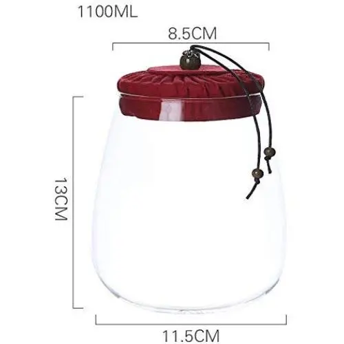 Glasbehälter Yl Ly Kleine Lagergläser für Kaffeebohnen, Trockenfrüchte, Multigranulat, Weiß, Rot, Grün, Blau, 1100ml (Rot), 1100ml