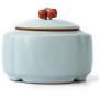 Handmade Porcelain Antique Tea Candies Ceramic Sealed Jar Kung Fu Tea Ceremony Accessories Antique Storage Containers,A