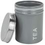 Harbour Housewares Contemporary Tea Canister - Steel Kitchen Storage Caddy with Rubber Seal - Grey - 10cm