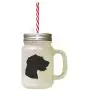 Schwarzer Deutscher Rough-Haired Pointer Silhouette im Frostglas-Mason Jar mit Strohhalme