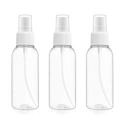 Spray Bottles for Hand Sanitizer, Essential Oils, Perfumes, Cosmetic, Fine Mist sprayer, Clear Plastic, Travel Size, 3.4oz/100ml, Refillable & Reusable (3 Pack)